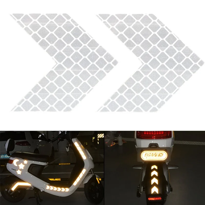 

10 PCS Reflective Car Sticker Warning Decals Arrows Pattern Motorcycle Auto Tail Bar Bumper Luminous Sticker Traffic Safety Mark