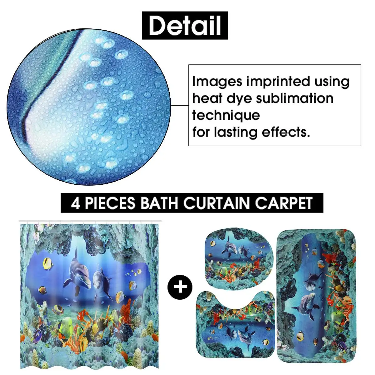 1/3/4 шт. Океанский дельфин занавеска для душа с глубокой водой полиэфирная