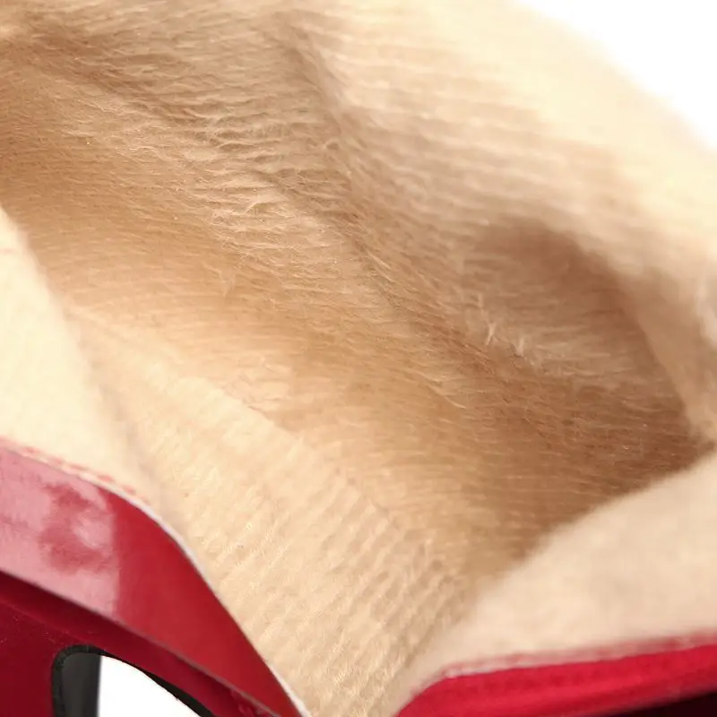 Winter Boot Women Winter Short Plush Snow Botas Sexy High Heels Platform Ankle Boots For Women Red Black Pumps Plus Size 35-42