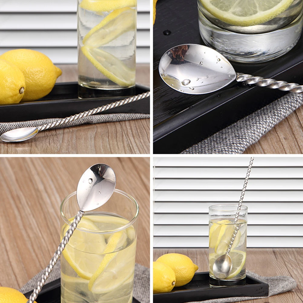 Нержавеющая сталь резьбовой с двойной головкой ложка для смешивания коктейлей