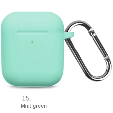 15 Mint green Жидкие силиконовые наушники корпус для AirPods анти-грязь APPLE airpods чехол розовый черный темно-синий желтый красный - Цвет: 15 Mint green