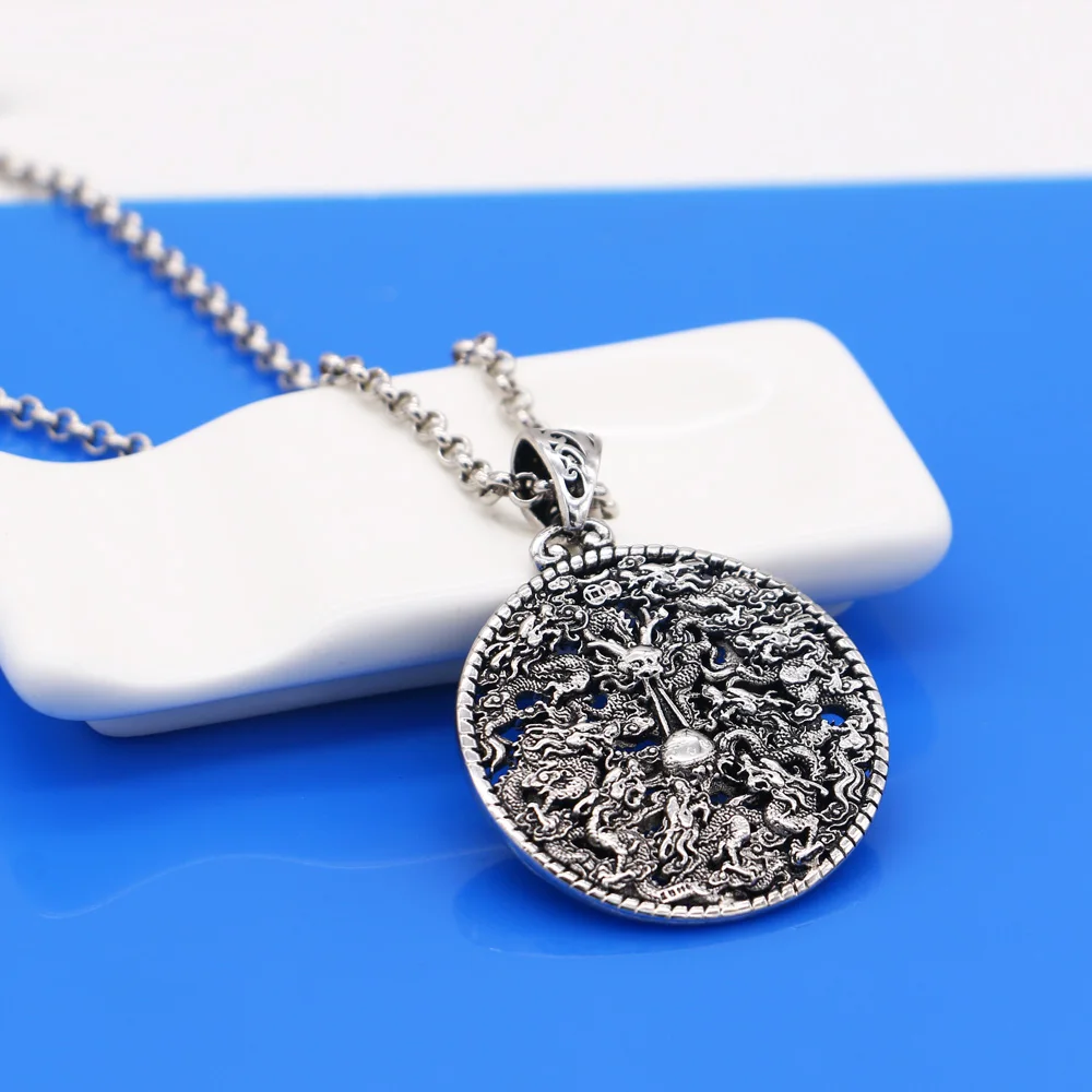 Новые винтажные дракон кулон ожерелье 100% 925 стерлингового серебра человек мода