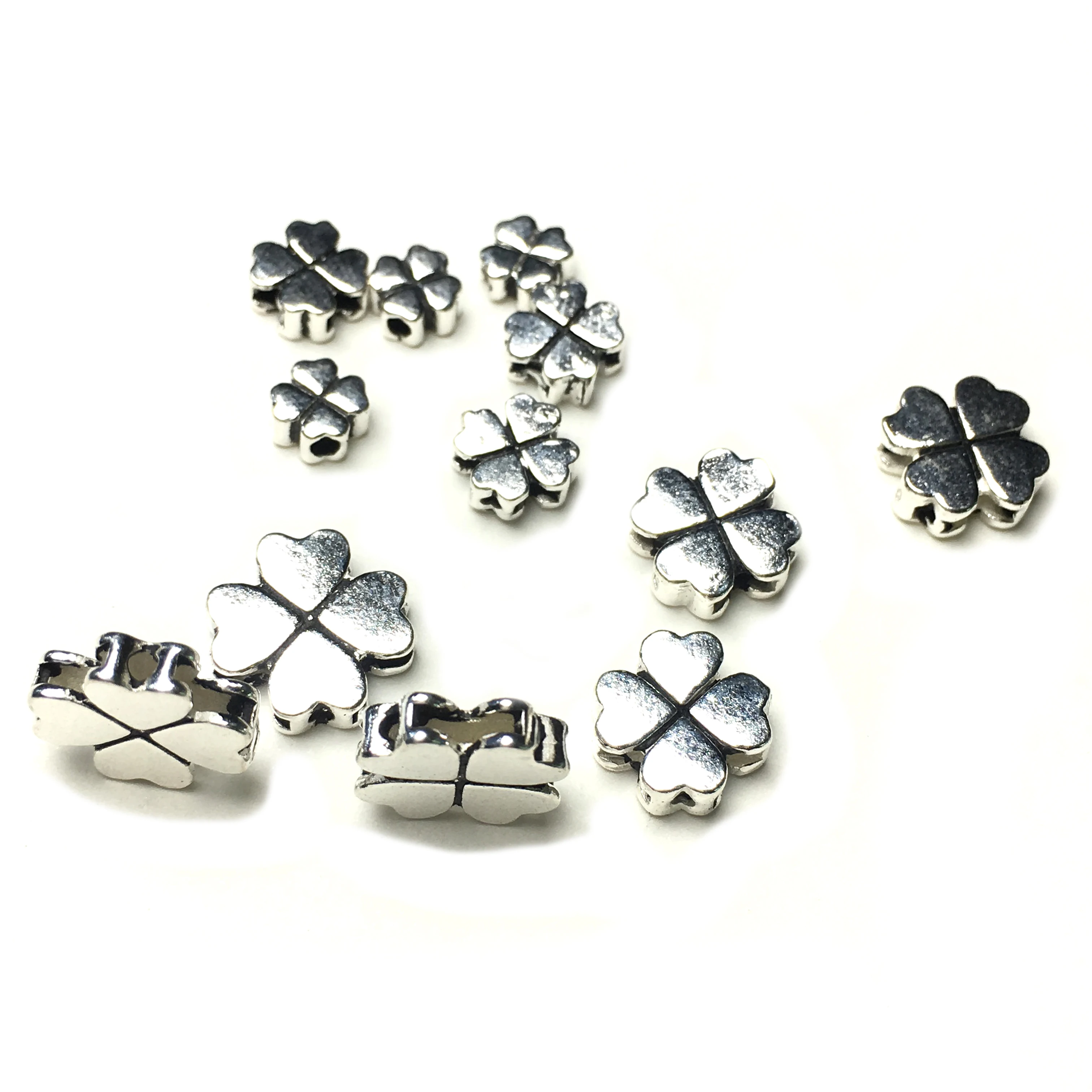 

6x6mm10pcs 925 Sterling Silver Findings Spacer Bead for Jewelry Making Four Leaf Clover Charms DIY Bracelet Necklace Accessories