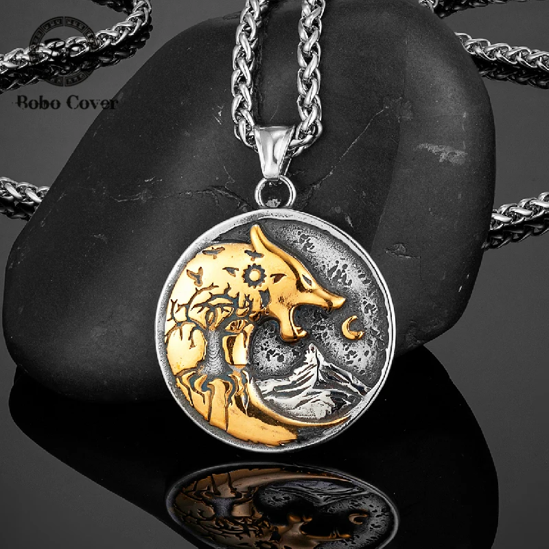 Никогда не выцветает Викинги кельтский волк лунные ожерелья мужской золотой