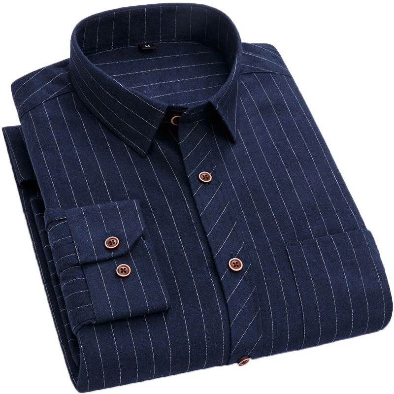 Aoliwen Brand 2020 New Men Shirt Long Sleeve Shirts Twill Plaid Fashion Causal Dress Man Shirt Brand Clothes pocket design shirt