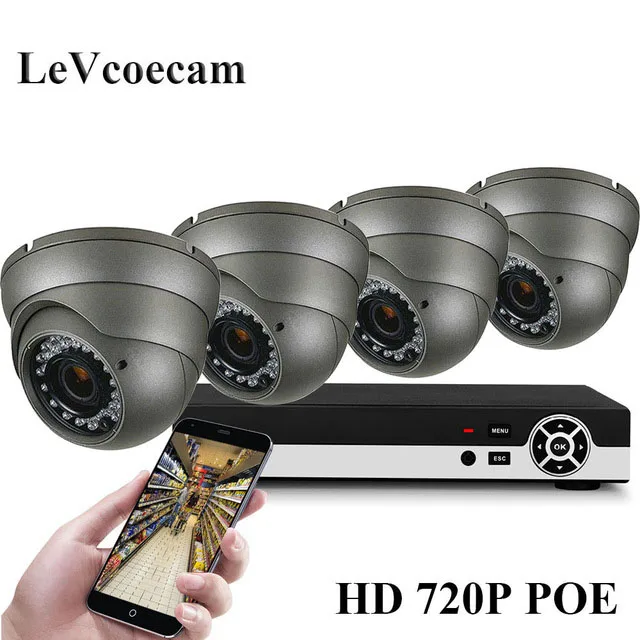 4CH 720P POE SYSTEM IP 1080p камера безопасности POE Система, аудио HD 1080P IP система видеонаблюдения, подключи и работай, пульт дистанционного управления телефоном, обнаружение движения H.265 - Цвет: 4CH 720P POE SYSTEM