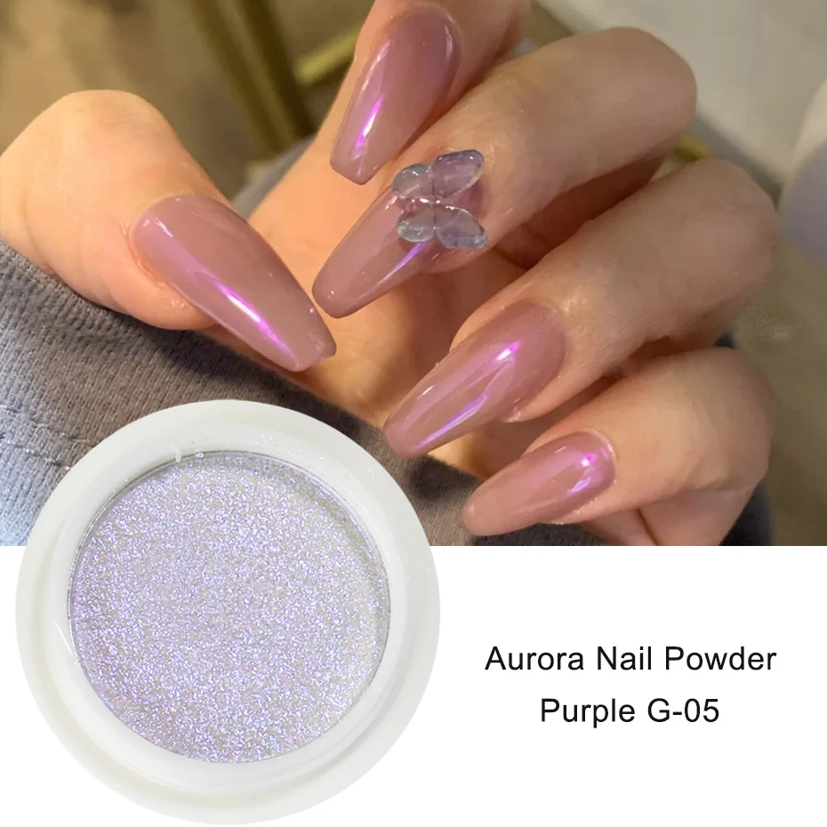 Твердый порошок блеск для ногтей Аврора зеркальное переливающееся хромовое