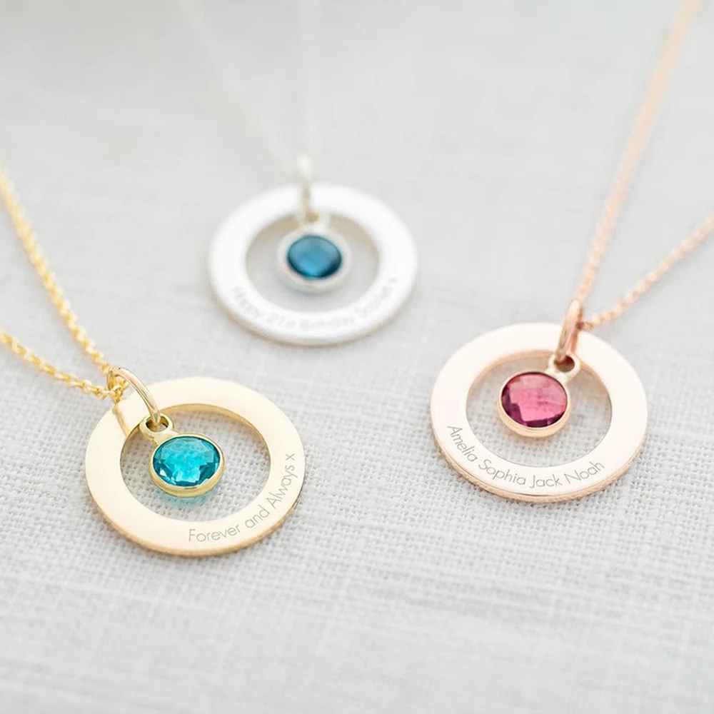Кольцо «Любовь навеки» по индивидуальному заказу и персонализированное ожерелье с именем по месяцу рождения для женщин, ювелирные изделия ...