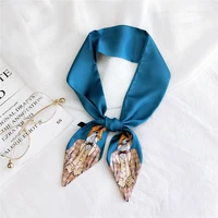 luxury brand stripe letter skinny scarf for women hair neck silk scarf for ladies foulard headband bag 8610cm