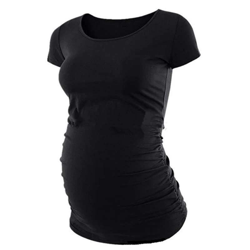 2020 летняя футболка для беременных топы Одежда однотонная элегантная женская