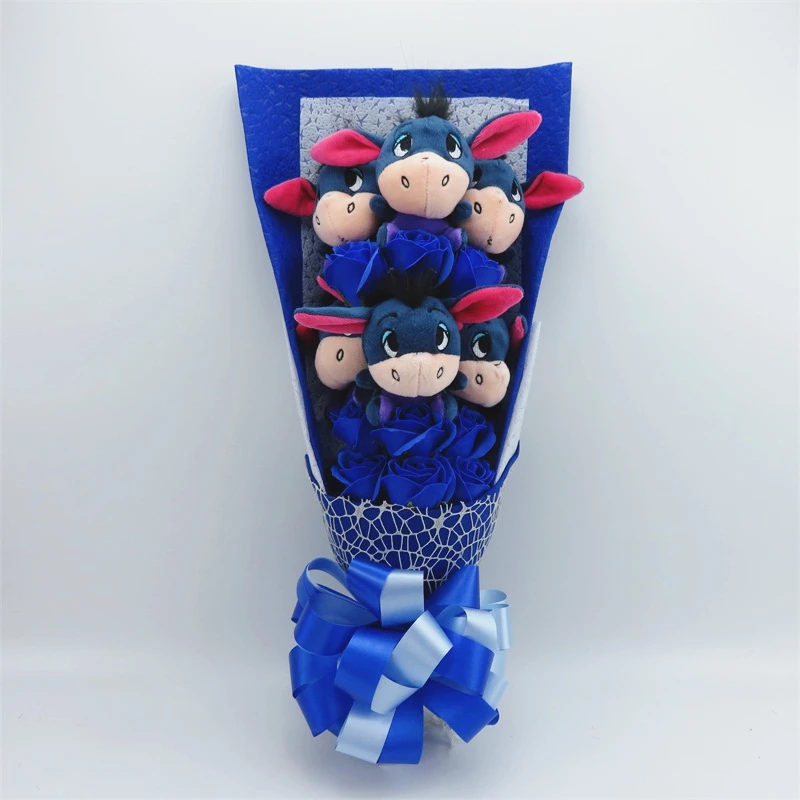 Симпатичные мягкие Ослик Eeyore с мыльными цветами букеты из игрушек материал животных Необычные плюшевые игрушки подарок на день Святого Валентина/выпускной