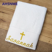 ahsnme 80x180cm 100 cotton bath towels prayer baptism towels free custom logo holiday greetings wedding new year gift message