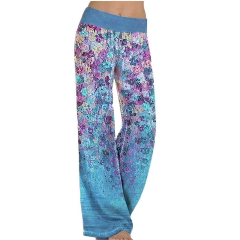 

2021 Trousers Women Loose Flare Pants Boho Floral Print Sweatpants Yoga Sports Wide Leg Pants Woman Long Beach Pants Clothes