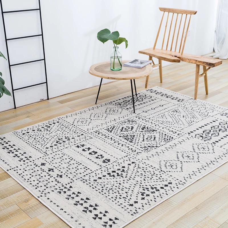 

Modern Bedroom Carpets Simple Black White Woven Area Rug for Living Room Bohemia Floor Mat Nordic Morocco Large 200x290cm Rug