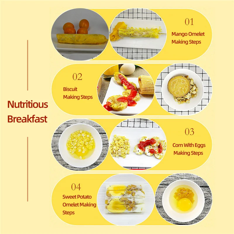 

JVJH Electric Egg Roll Making Machine Stainless Steel Breakfast Home DIY Egg Boiler Cooker Egg-biscuit-roll Sausage Burrito