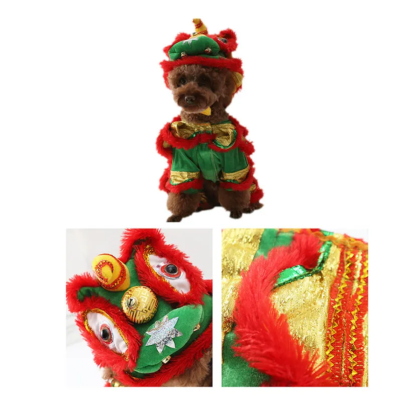 

Cute Lion Dances Dog Costume with Horn New Year Cat Dog Clothes for Small Medium Large Dogs FP8