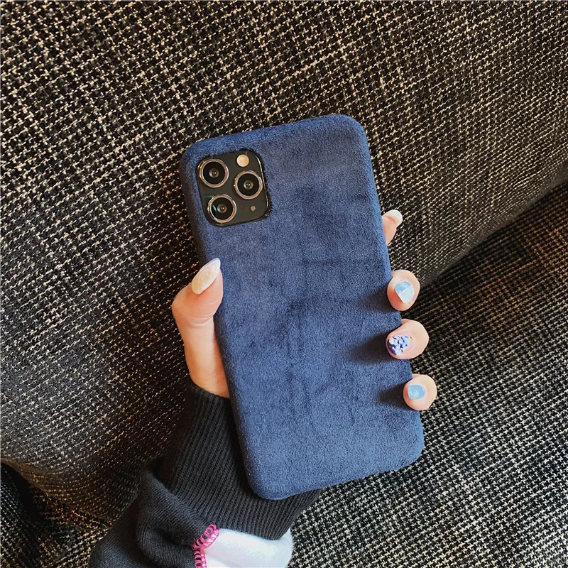 Style2 Blue Модный зимний теплый пушистый чехол для телефона s для iphone 11 Pro Max, мягкий чехол для iphone 6 6S 7 8 Plus X XR XS MAX, тканевый плюшевый чехол - Цвет: Style2 Blue