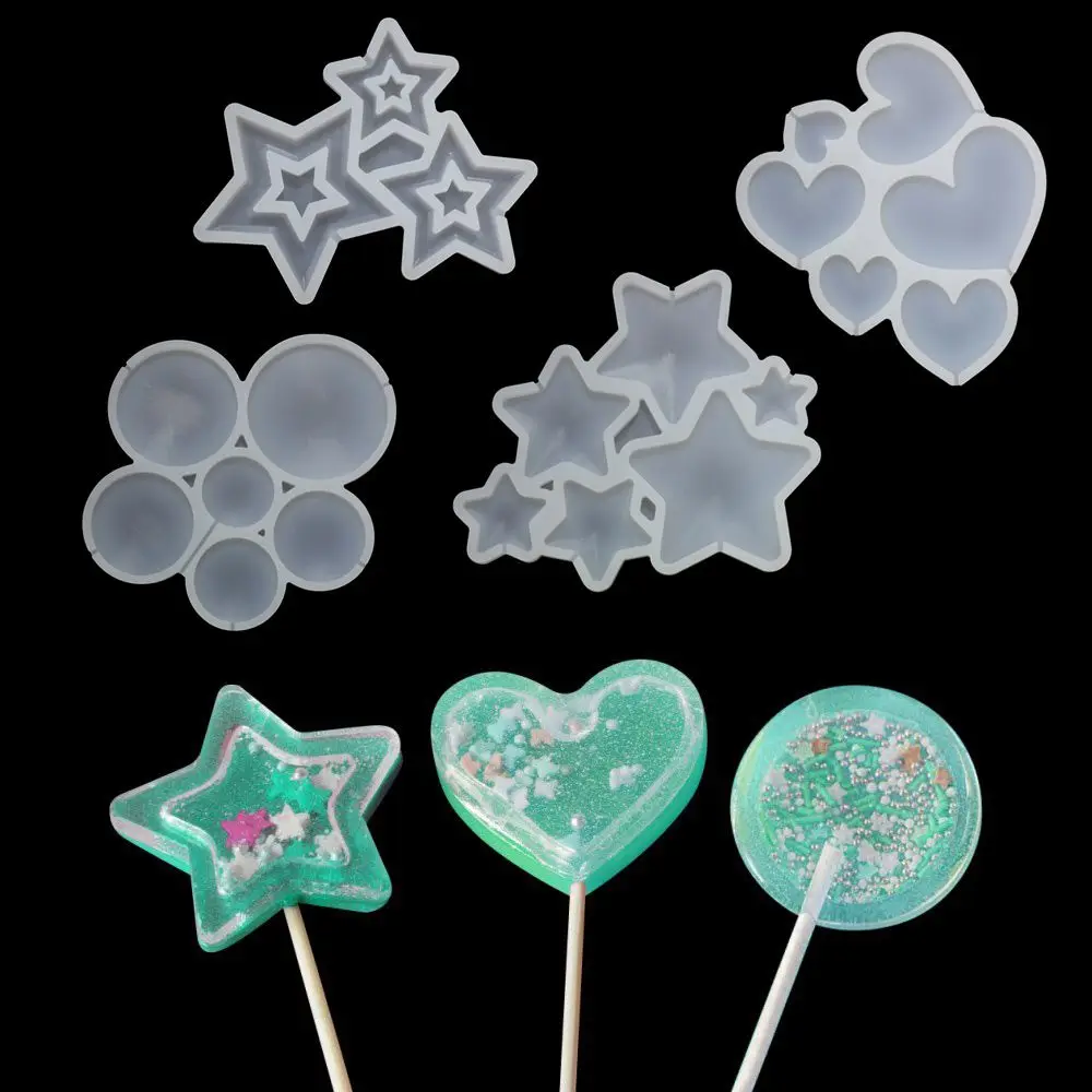 

DIY Star/Round/Heart Shape Candy Mold Silicone Cake Moulds Chocolate Mould Lollipop Mold Cake Decorating Tool Baking Accessories