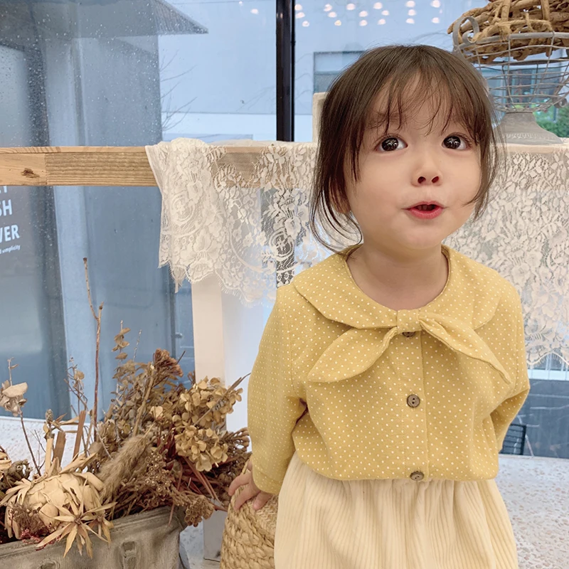 Рубашка для девочек Новая детская одежда на весну и осень куртка с бантом рубашка