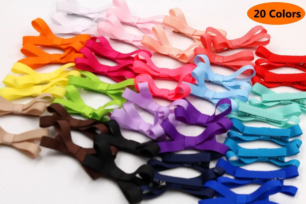 40 шт. ленты для волос разных цветов маленькие банты девочек заколки с полной