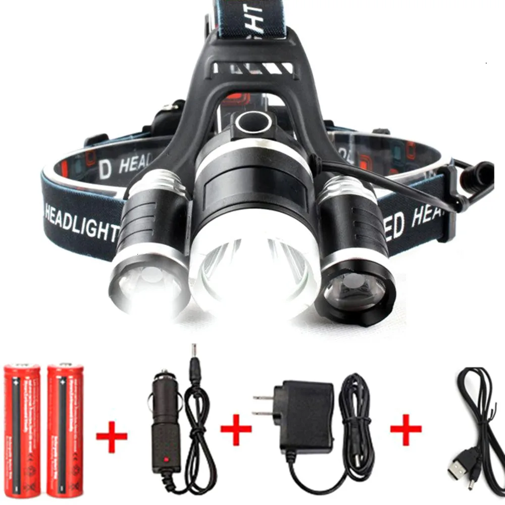 Новый USB Мощный светодиодный налобный светильник люмен 3 * xml t6 Перезаряжаемый