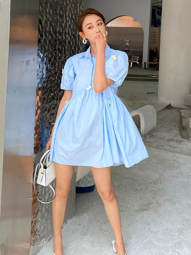 

Женское свободное платье с коротким рукавом