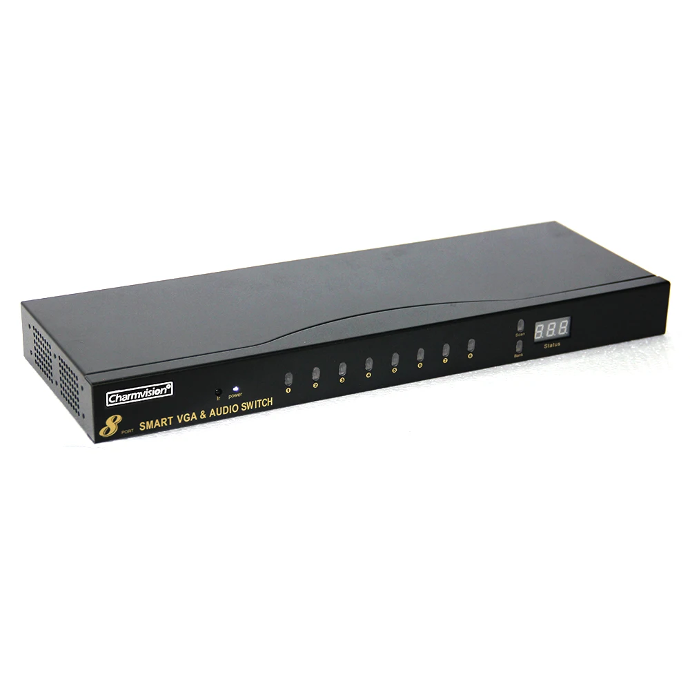 Charmvision VA801R 8 портов VGA аудио мульти компьютерный коммутатор VGA 3,5 мм аудио одновременно управляемый коммутатор с пультом дистанционного управления