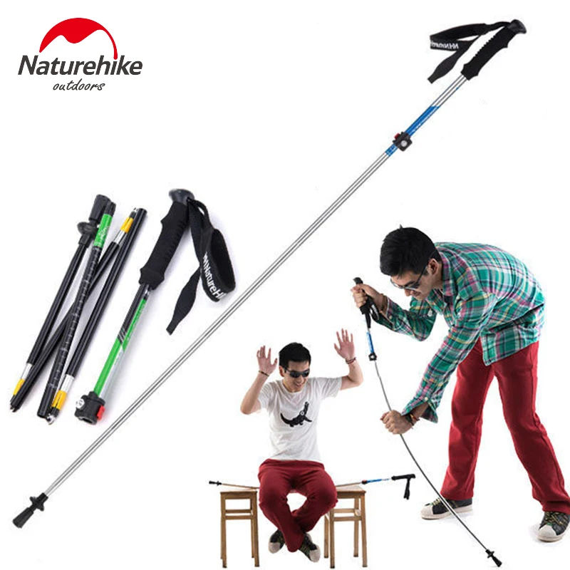 

Naturehike Foldable Aluminum Alpenstocks 5-Sections Trekking Pole EVA Handle Walking Sticks Adjustable Hiking Canes