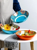 29cm large bowl hand painted ceramic bowl personalized salad bowl fruit bowl enamel bowl lower bowl color soup