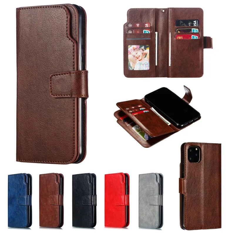 9 Card Flap Leather Cases For iPhone 11 Pro X XR XS MAX ProMAX Luxury Magneti Cover 8 7 6 6S Plus 5 |