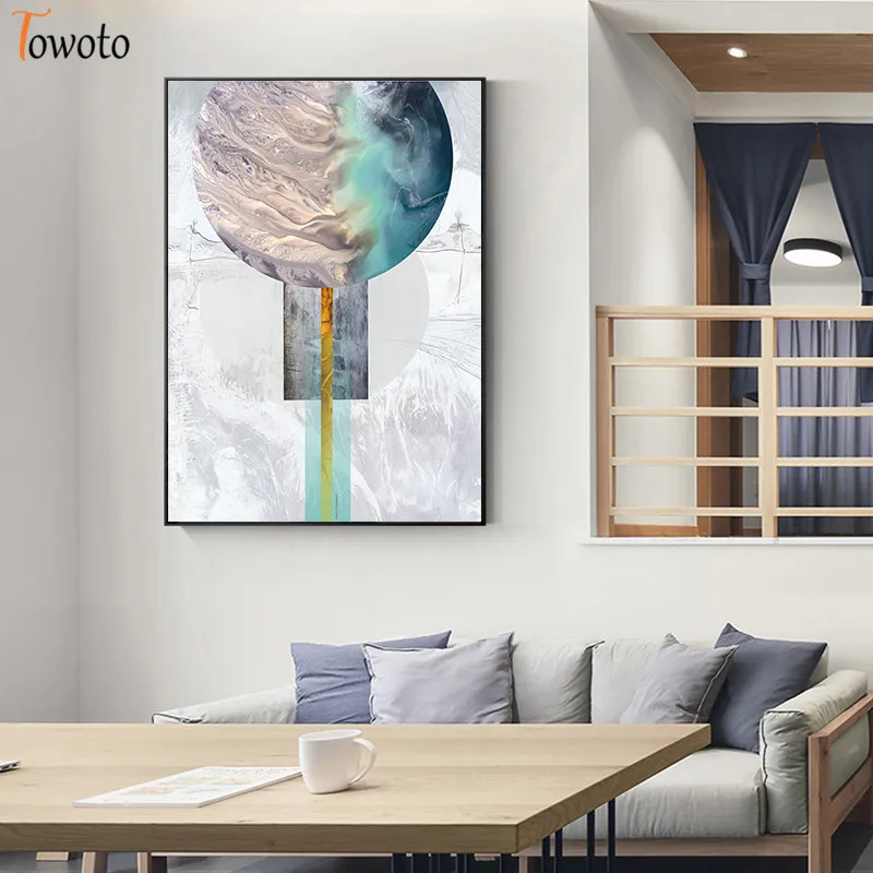 Абстрактная Картина на холсте в скандинавском стиле геометрический принт