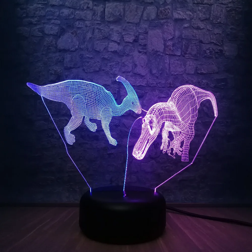 3D ночной Светильник для создания уютной атмосферы Touch смешанные цвета животных Динозавр USB RGB Blub настольная лампа для сна светодиодный Декор игрушки Праздничные подарки для мальчиков