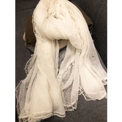 New Cashmere scarf 100% Women 2019 Spring and Autumn Winter Warm Soft Long Oversized Stoles Comfortable Small Hole Solid color |