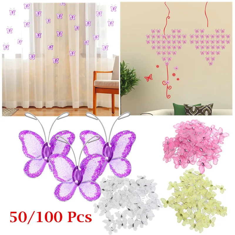 50 шт. прозрачная сетка блестящая бабочка украшение для свадьбы сувениры сделай
