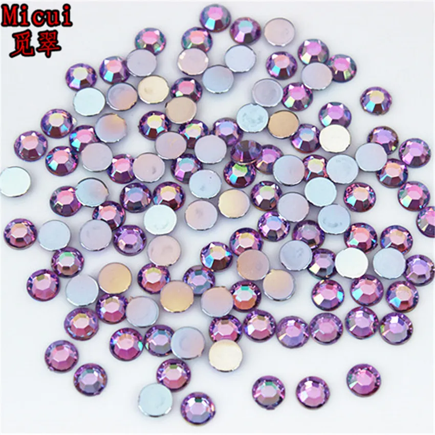 Light Purple AB Micui 1000 шт 5 мм AB цвета, акриловые стразы плоские для альбома ногтей прозрачные декоративные драгоценные камни для ногтей DIY Клей-на ZZ376 - Цвет: Light Purple AB