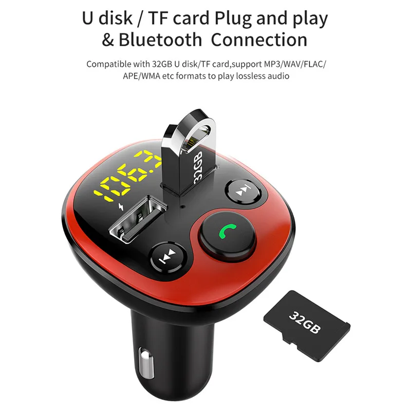 

Radio FM Transmitter Bluetooth Car MP3 Player Handsfree Car Kit Dual USB Charger TF U Disk Music Player Car Accessories Gadgets