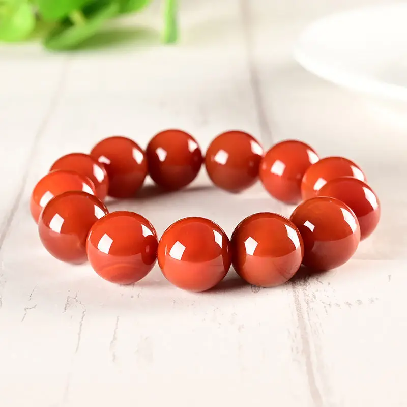 

Браслет из натурального Южного красного агата с нефритом, 18 мм