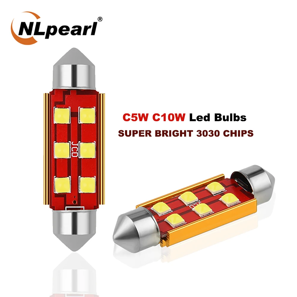 

NLpearl 2x Signal Lamp C5W Led Bulbs 3030 SMD Festoon 31mm 36mm 39mm 41mm C10W Led Auto Interior Reading Lamps Dome Light 12V
