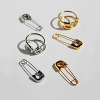 srcoi creative hip hop hollow curved paperclip ring for women party jewelry simple trend street saftey pin copper metal ring