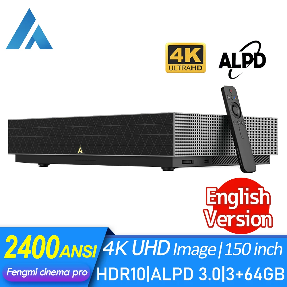 Лазерный проектор для кинотеатра Fengmi 4K Cinema Pro TV 3840*2160P UHD 2400ANSI люменов ALPD3.0 150 дюйма
