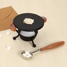 Кастрюля для восковой печки, металлическая, с деревянной ручкой, держатель для ложка для воска, для нагрева, для декоративного воскового штампа, подарок для крафта