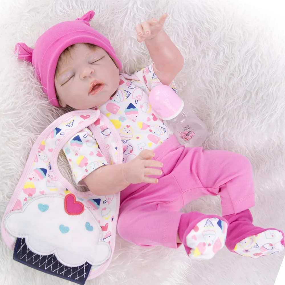 57 см силиконовые куклы для новорожденных/реалистичные спящие младенцев boneca |