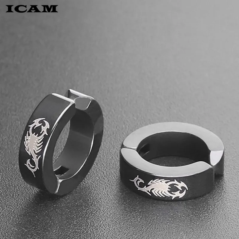 ICAM 2018 новые крутые панк мужские серьги в стиле из нержавеющей стали круглые