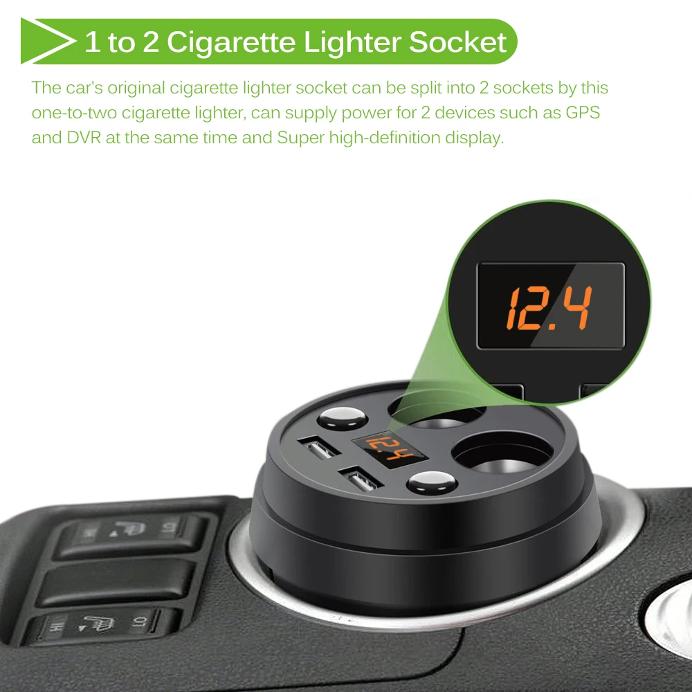 Автомобильное зарядное устройство 3 1 А многофункциональное с дисплеем