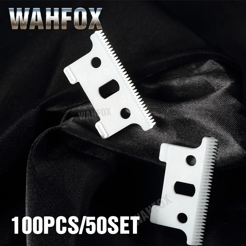 WAHFOX 100PCS/50SET Replacement Ceramic Blades For Andis Gtx GTO T-Outliner Trimmer Blade 32 Teeth With Box