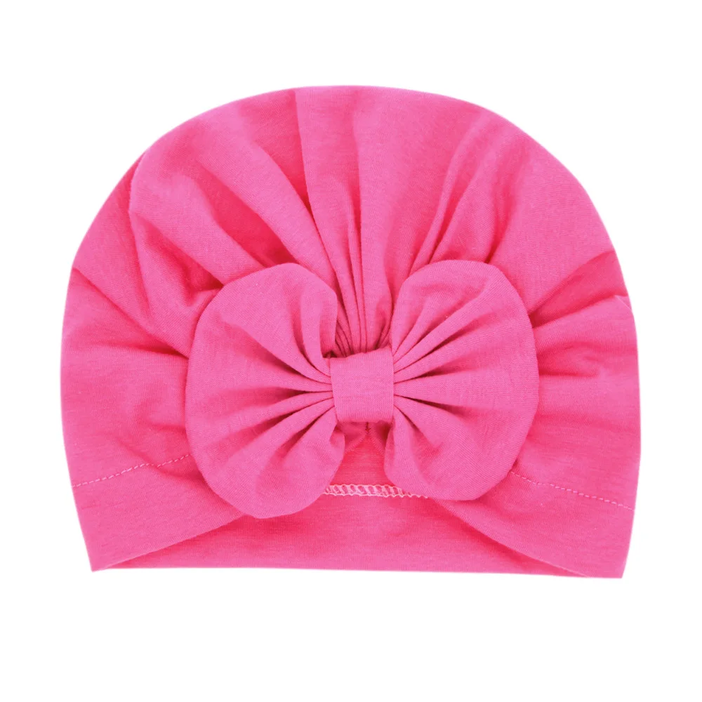 Baby Turban Newborn Solid Bowknot Hat Kids Headband Bow For Girls Cute Cotton Beanie Winter Warm Cap Hats Chirstmas Gift | Детская