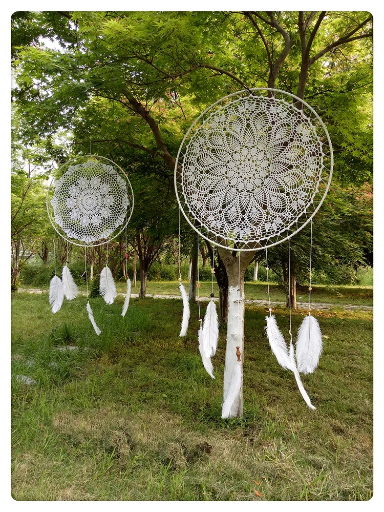 One piece handmade big Dream catcher white feather wedding decortion creative | Дом и сад