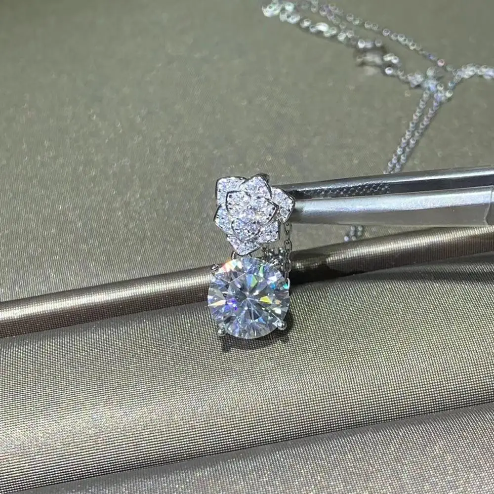Kkmall магазин круглые серебряные Moissanite Подвески 3.00ct D VVS Роскошные Weding подвески для