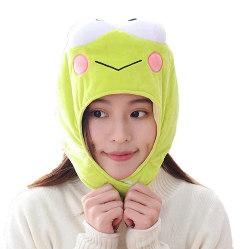 

Japanese Anime Cartoon Big Eyes Frog Plush Hat Full Wrap Headgear Cap Stuffed Toy Animal Cosplay Party Photo Props