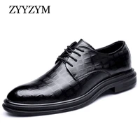 zyyzym spring autumn mens formal shoes checkered thick soled british leather shoes eur size 38 48